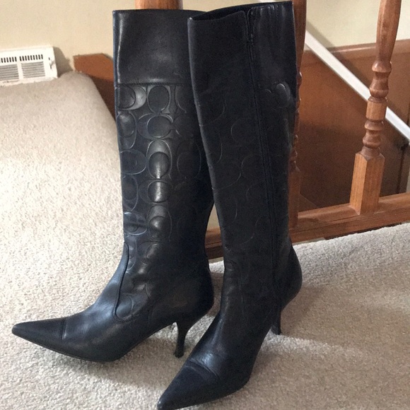 Authentic black leather knee high Coach boots. - Picture 1 of 3